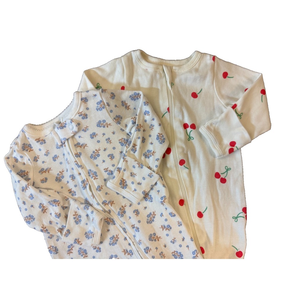 Baby Girl Sleepers Newborn Zip Footies Outfits Clothes Lot Sleep N Play Cherries
